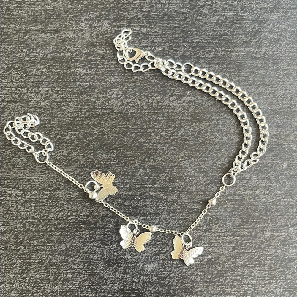 Silver Boho Butterfly Finger Bracelet